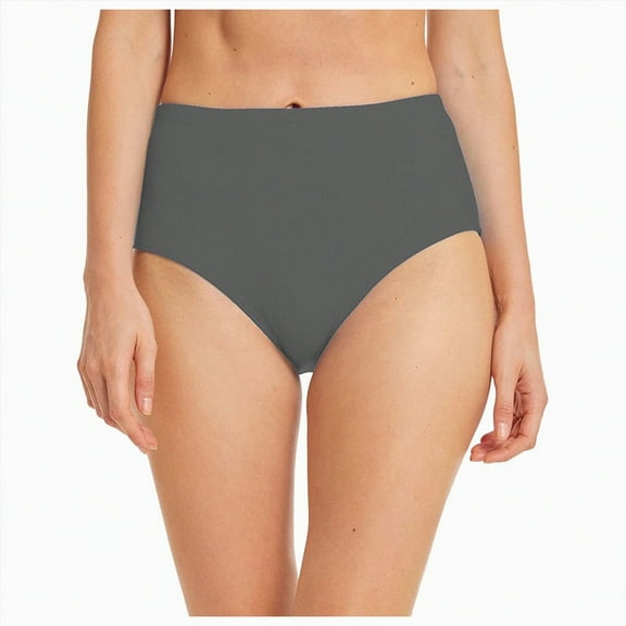 Hessimy Women's Swim Bottom High Waist Retro Basic Full Coverage Bikini Tankini Swimsuit Briefs(Grey,XL)