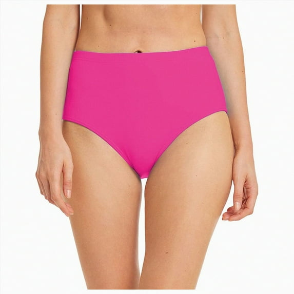 Hessimy Women's High Waisted Bikini Swim Bottoms Full Coverage Tankini Swimsuit Bottoms Dance Briefs(Hot Pink,XXL)