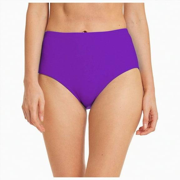 Hessimy Womens High Cut High Waisted Bikini Bottoms Tummy Control Bathing Suit Bottoms Swim Bottom Swimsuit Bottom(Z01-Purple,XL)