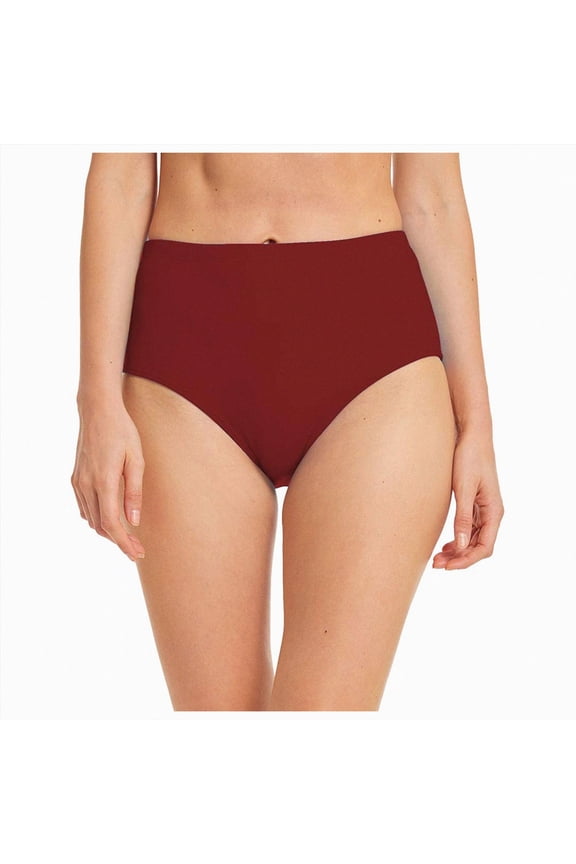 Womens High Cut High Waisted Bikini Bottoms Tummy Control Bathing Suit Bottoms Swim Bottom Swimsuit Bottom(RD2,XL)