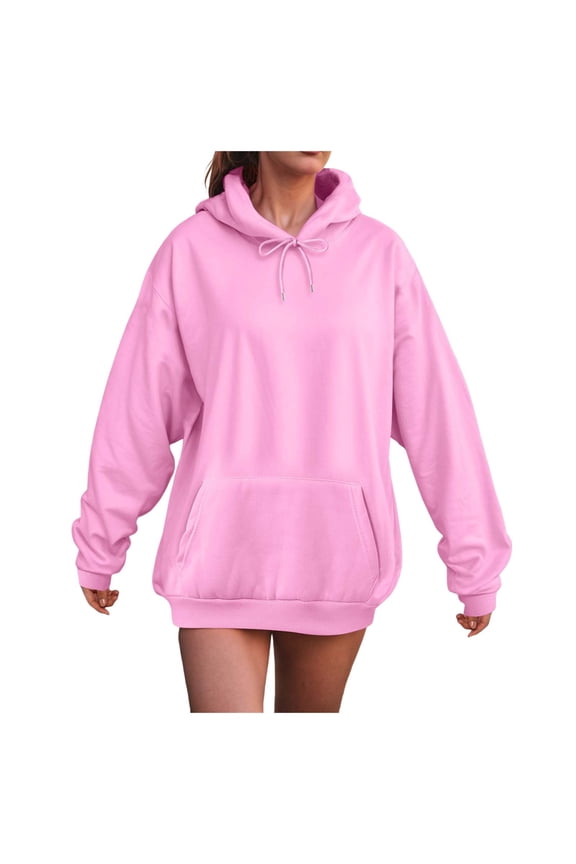 Hoodie Women Casual Sweatshirts Workout Long Sleeve Drawstring Hooded Jacket Crop Tops Essentials Hoodie Pullover Oversized Women Blouses graphic hoodies(A66-Pink,XS)