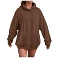 thumbnail image 1 of Hessimy Hoodie Women Casual Sweatshirts Workout Long Sleeve Drawstring Hooded Jacket Crop Tops Essentials Hoodie Pullover Oversized Women Blouses graphic hoodies(A66-Coffee,L), 1 of 4
