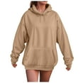 thumbnail image 1 of Hessimy Hoodie Women Casual Sweatshirts Workout Long Sleeve Drawstring Hooded Jacket Crop Tops Essentials Hoodie Pullover Oversized Women Blouses graphic hoodies(A66-Khaki,S), 1 of 4