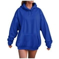thumbnail image 1 of Hessimy Hoodie Women Casual Sweatshirts Workout Long Sleeve Drawstring Hooded Jacket Crop Tops Essentials Hoodie Pullover Oversized Women Blouses graphic hoodies(A66-Blue,L), 1 of 4