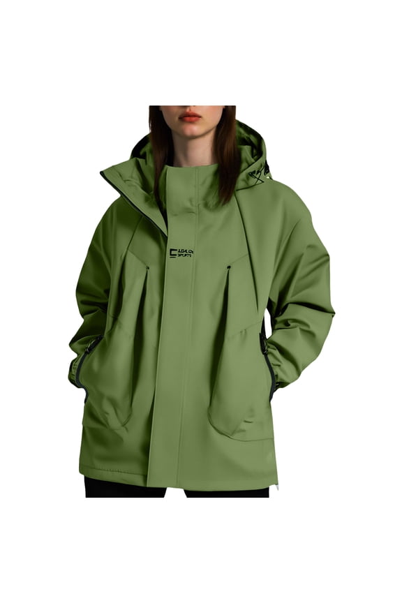 Womens Jacket Zip Up Snap Buttons Lightweight Utility Anorak Field Coat Outwear(Green,M)