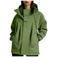 thumbnail image 1 of Hessimy Womens Jacket Zip Up Snap Buttons Lightweight Utility Anorak Field Coat Outwear(Green,XXXXL), 1 of 2