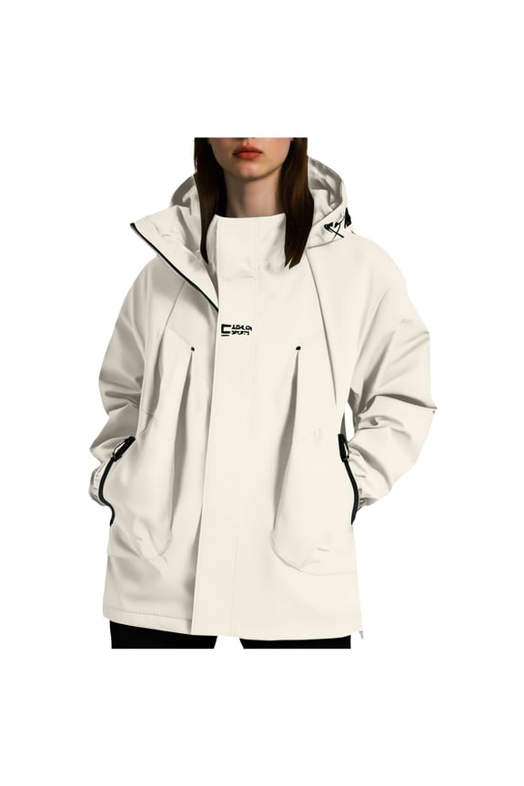 Womens Jacket Zip Up Snap Buttons Lightweight Utility Anorak Field Coat Outwear(Khaki,S)