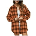 thumbnail image 1 of Hessimy Womens Button Down Flannel Shirts Long Sleeve Plaid Shackets Business Casual Blouse Top(Orange,S), 1 of 8
