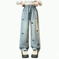 thumbnail image 1 of Hessimy Womens Loose Fit Baggy Cargo Pants Teen Girls Trendy Low Waist Parachute Pants Wide Leg Trousers Hiking Pants (Blue,3-4 Years), 1 of 8