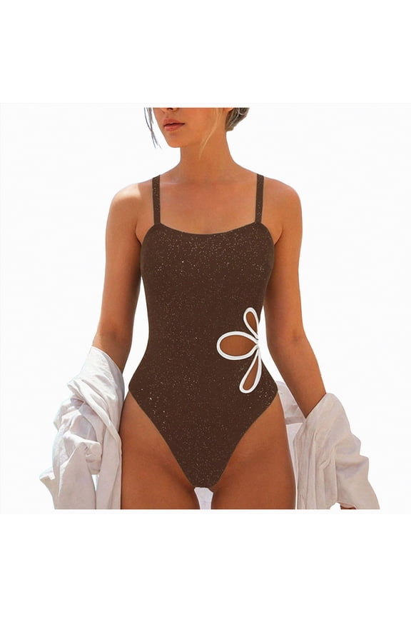 Womens One Piece Swimsuit Slimming Tummy Control Bathing Suit Shapewear Full Coverage Swim Suits(Brown,XL)