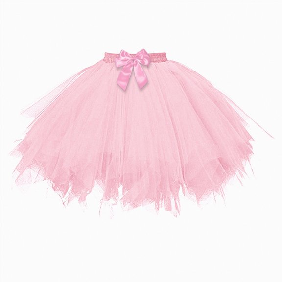 Hessimy Womens Rainbow Tutu Skirt Layered Tulle Dancing Bustle Skirt for Costume(Light Pink,One Size)