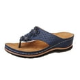 thumbnail image 1 of Hessimy Womens Sandals Flip Flops for Women with Arch Support Cushion Summer Casual Rhinestone Wedge sandal Shoes Massage Function(Z02-Blue,41), 1 of 7