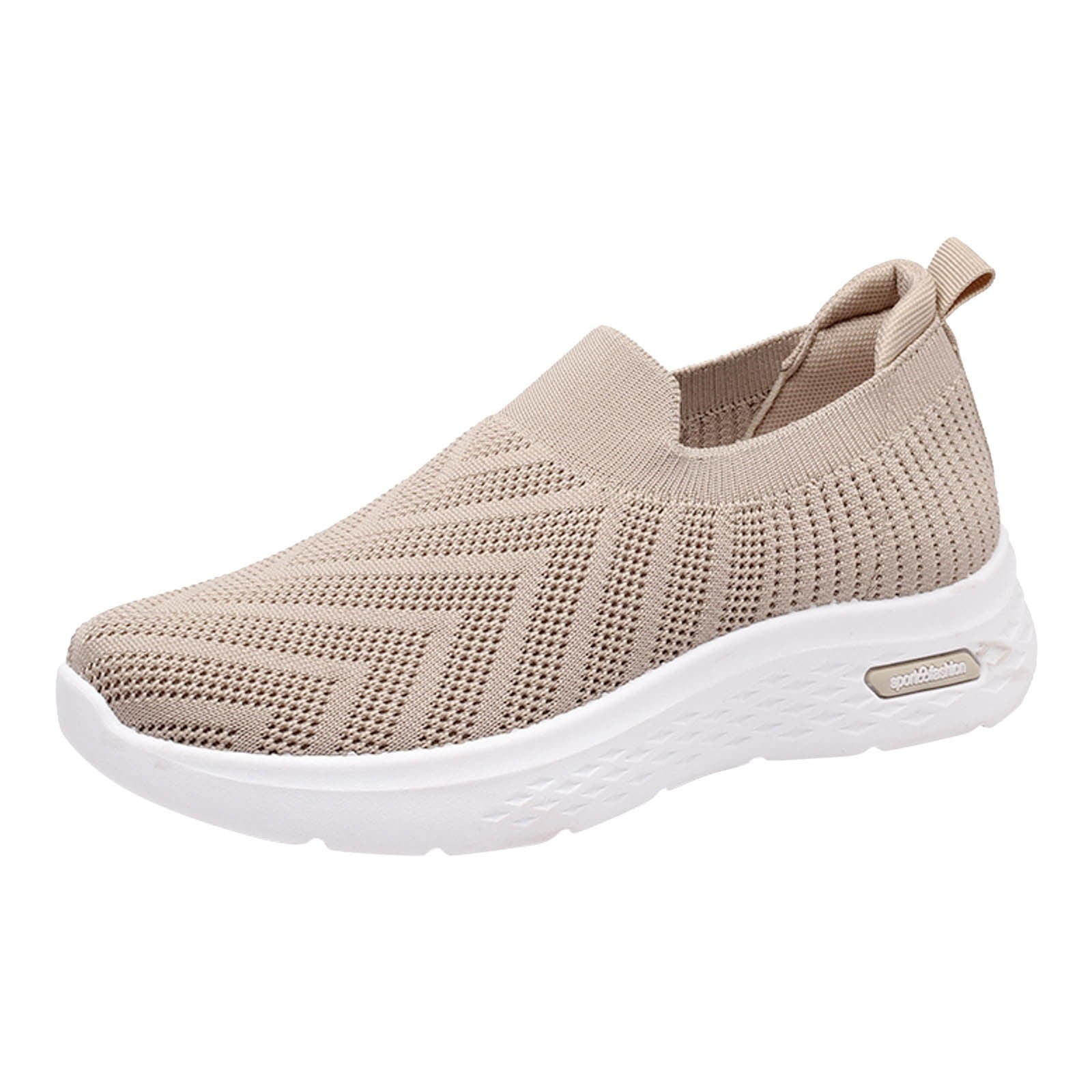 Hessimy Womens Sneakers Memory Foam Casual Work Mesh Running Shoes for Gym Workout Fitness(Khaki,8.5)