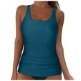 thumbnail image 1 of Hessimy Womens Tankini Top Only Athletic Swim Top Modest Tankini Swimsuit No Bottom(Z03-Dark Green,S), 1 of 5