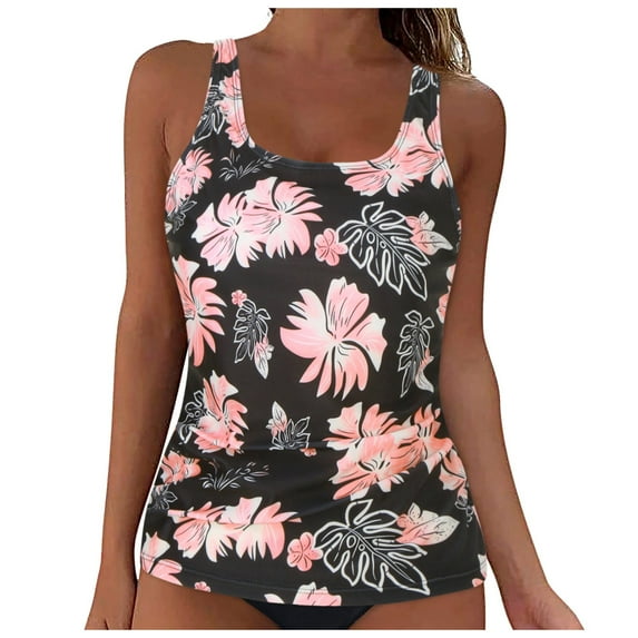 Hessimy Womens Tankini Top Only Athletic Swim Top Modest Tankini Swimsuit No Bottom(Z03-Light Pink,XXL)