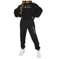 thumbnail image 1 of Hessimy Womens Two Piece Outfits Casual Sweatshirt Skirt Set Long Sleeve Workout Set Matching Lounge Sets（Black，M）, 1 of 2