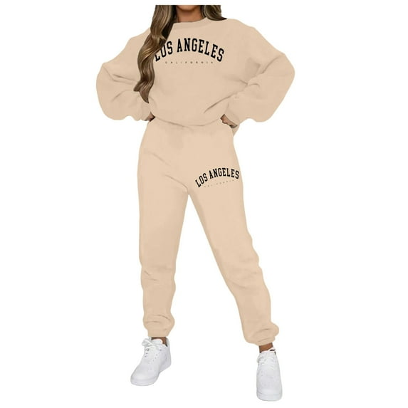 Hessimy Womens Two Piece Outfits Sweatsuit Set Oversized Half Zip Sweatshirt Wide Leg Sweatpants Lounge Set Tracksuit(Khaki,XXL)