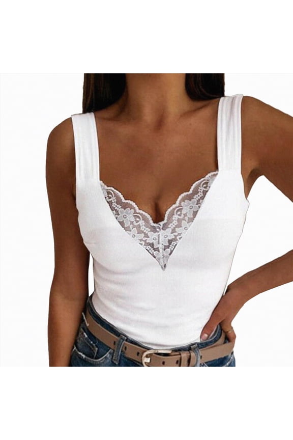 Womens V Neck Camisole Tank Top Strap Sleeveless T Shirt Casual Loose Vest Blouse(White,XXL)
