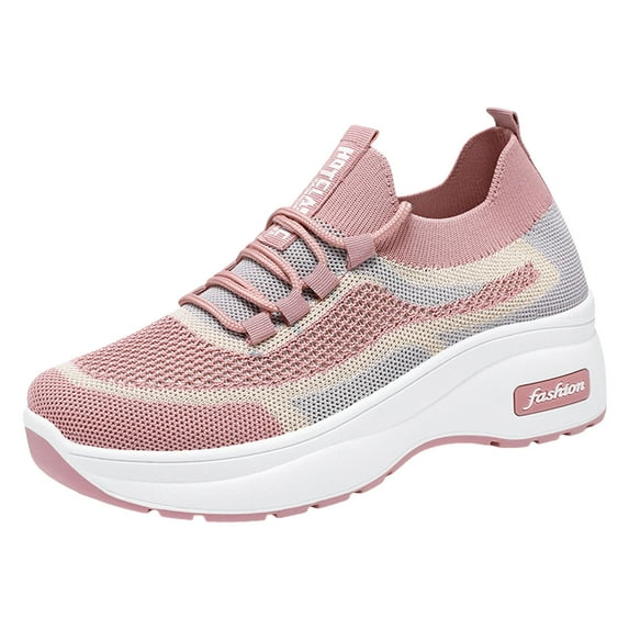 Hessimy Womens Walking Shoes Slip on Comfortable Elastic Knit Women Sneakers Leisure Summer Athletic Shoes Running Shoes Breathable Fashion(Pink,8.5)
