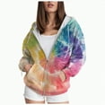 thumbnail image 1 of Hessimy Womens Zip Up Hoodies Fleece Jackets Oversized Sweatshirts Fall Fashion Outfits Sweaters Winter Clothes Essentials Hoodie Cropped Hoodie (Multicolour,XS), 1 of 6