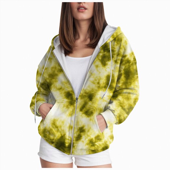 Hessimy Womens Zip Up Hoodies Oversized Sweatshirts Fall Fashion Outfits Casual Jackets Winter Clothes Essentials Hoodie Half Zip Pullover Oversized (Yellow,XXXXL)