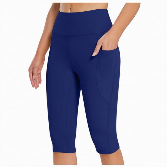 Hessimy Workout Leggings for Women with Pockets,High Waisted Tummy Control Yoga Pants for Workout Running(Blue,XXL)
