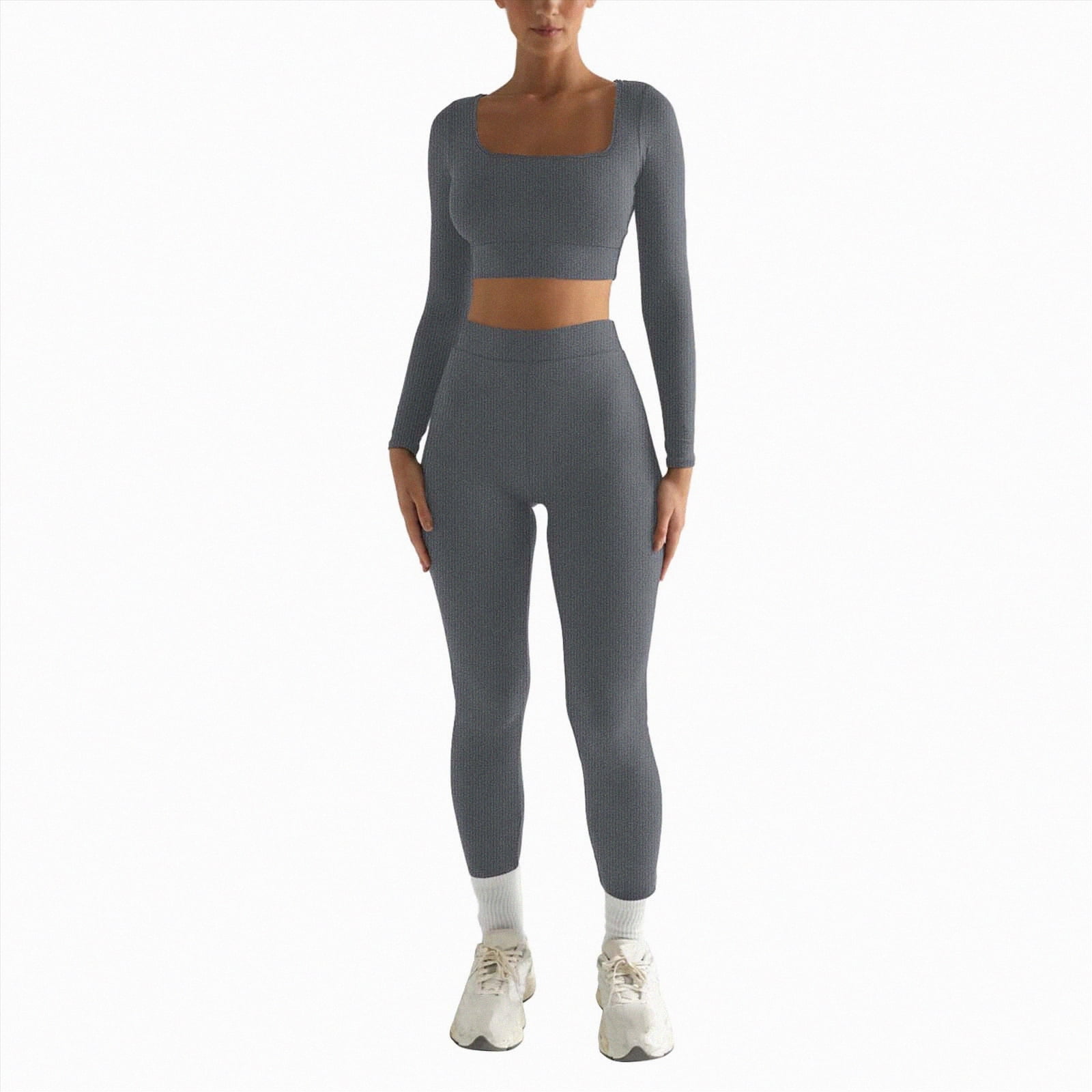 Workout Sets for Women 2 Piece Backless Strappy Sports Bra Seamless Leggings Matching Set Yoga Outfits(Grey,S)