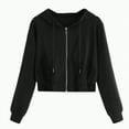 thumbnail image 1 of Hessimy Zip Up Hoodie Women Sweatshirt Casual Long Sleeve Jacket Sweater With Pockets Essentials Hoodie Solid Color Cropped Hoodie Oversized (Black,M), 1 of 6