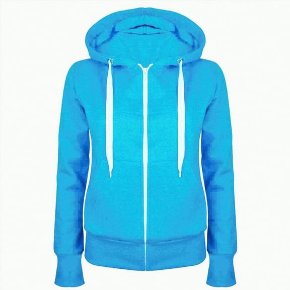Hessimy Zip Up Hoodies For Women Drawstring Soft Jackets Casual Sweatshirts With Pocket Essentials Hoodie Black Hoodie Half Zip Pullover Oversized (Sky Blue,M)