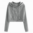 thumbnail image 1 of Hessimy Zip Up Hoodie Women Sweatshirt Casual Long Sleeve Jacket Sweater With Pockets Essentials Hoodie Solid Color Cropped Hoodie Oversized (Grey,M), 1 of 4