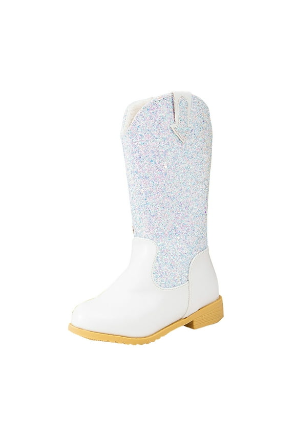 fall boots for women 2025 Girls Boys Glitter Ankle Boots Combat Shoes with Toddler/Little Kid/Big Kid(White,13)