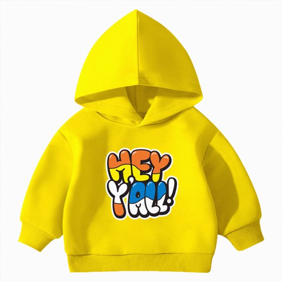 Hessimy long Fleece Fall Fashion Outfits Workout Winter Jackets Oversized Pullover Tops Clothes streetwear Athleisure Pattern printing boys girls (Yellow,2-3 Years)