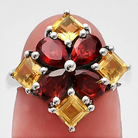 Hessonite Garnet & Citrine 925 Sterling Silver Ring s.9.5 Jewelry DGR1137_E_9.5 R-1021
