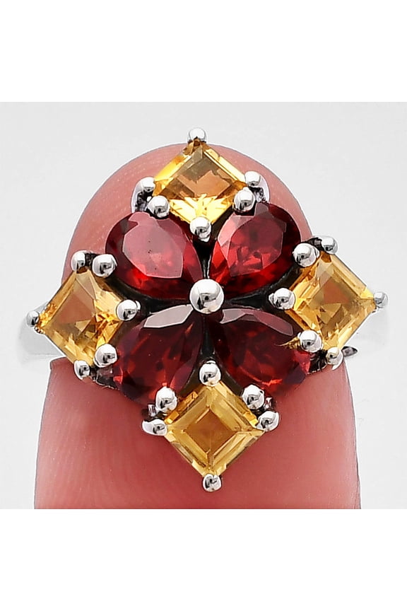 Hessonite Garnet & Citrine 925 Sterling Silver Ring s.9.5 Jewelry DGR1137_E_9.5 R-1021