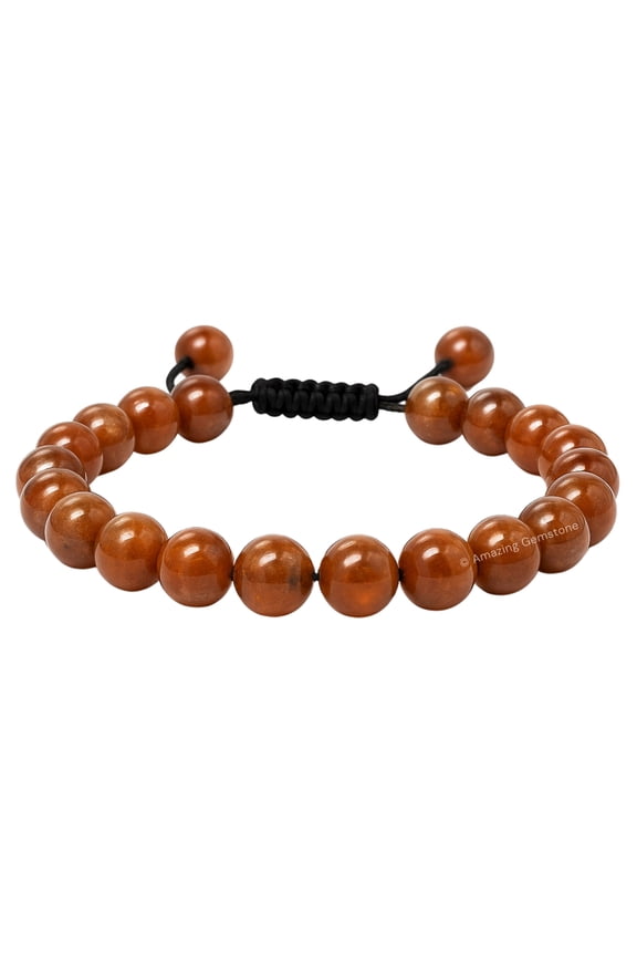 Hessonite Garnet Crystal Bracelet - 8mm Beaded Bracelet and Healing Stones