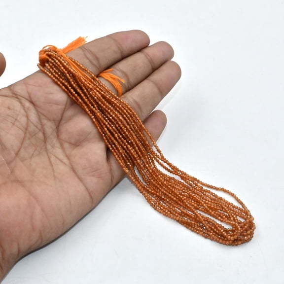 A.B. Gems Hessonite Garnet Faceted Rondell Beads, 2.5mm Micro Faceted Gemstone Spacer Bead 13"