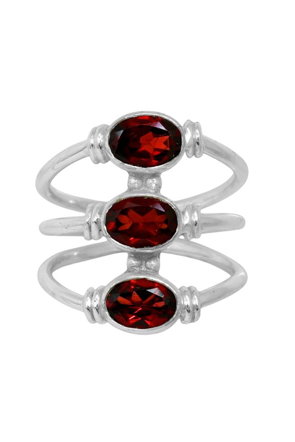 Hessonite Garnet - Madagascar 925 Silver Plated Ring s.7 Jewelry WR14-10015