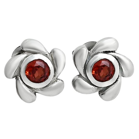 Hessonite Garnet Stud - Madagascar 925 Sterling Silver Earrings Jewelry E-1260 SDE89523
