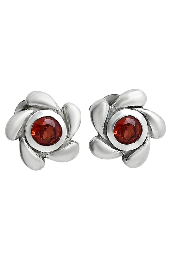 Hessonite Garnet Stud - Madagascar 925 Sterling Silver Earrings Jewelry E-1260 SDE89523