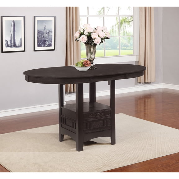 Hester Espresso Extension Counter Dining Table with Solid Wood and MDF, 42L x 42W x 36.25H, Space-Saving Expandable Table for Small Dining Rooms