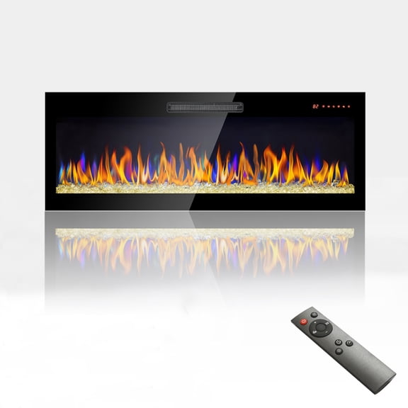 HestiNysus 50'' Inset Electric Fireplace with Remote Control and Multi-Color Flame Effects