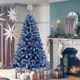 thumbnail image 1 of HestiNysus 6 FT Artificial Fir Christmas Tree with 750 Lush Branches, LED Lights, Reinforced Metal Base, Blue, 1 of 6
