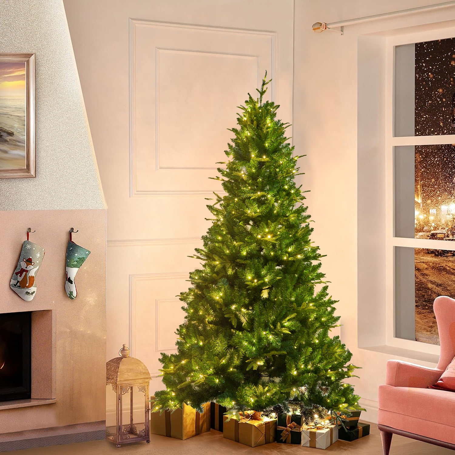 HestiNysus 6FT Tall Artificial Christmas Tree with 1079 Tips, 260 LEDs