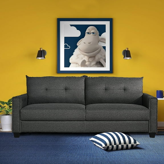 HestiNysus 81.1'' Wide, Linen Fabric Upholstery/Tufted Cushions/Easy Assembly, Dark Gray