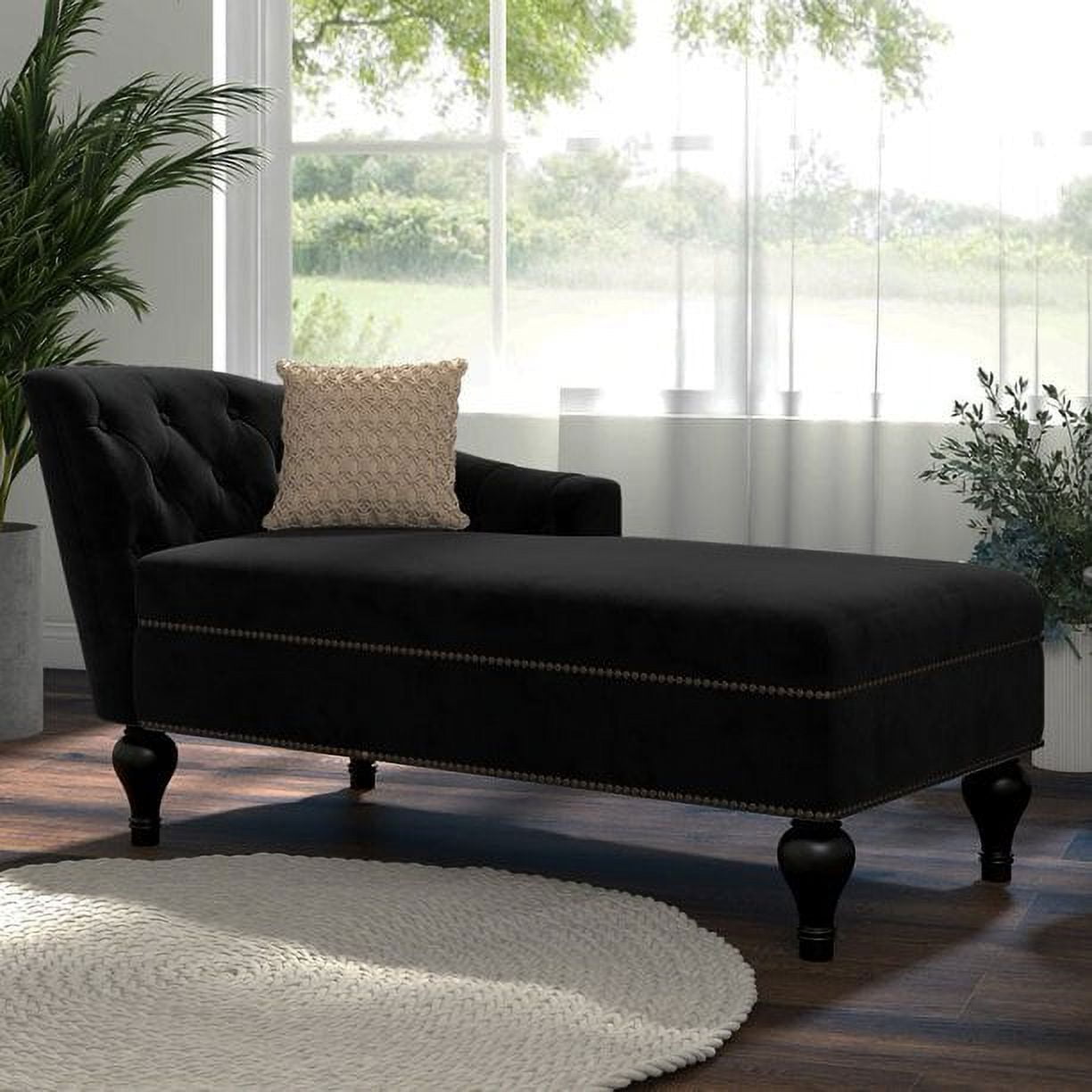 HestiNysus Indoor Chaise Lounge ,Tufted Velvet One Arm Chaise Lounge for Living Room & Bedroom