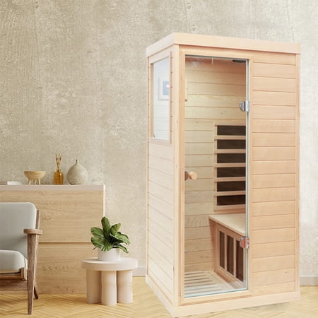HestiNysus Single sauna with remote control hemlock sauna (left door)