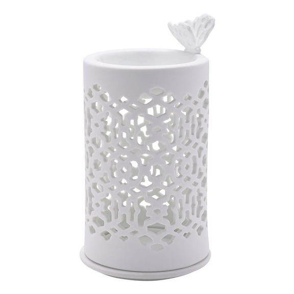 Hestia White Ceramic Wax Melt Burner With Butterfly