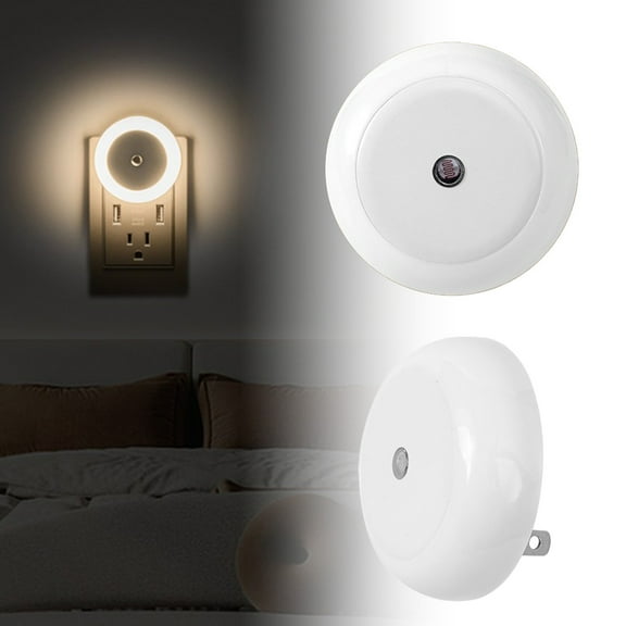Hesxuno 2PC Light-controlled Night Light Plug-in Suitable For Corridors Stairs Bathrooms And Kitchens