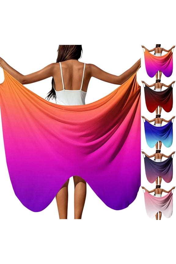 Beach Cover Ups for Women Plus Size Sarong Wrap Swimsuit Coverup Loose Fit Gradient Wrap Around Skirts Lightweight Boho Summer Cover Up Pink S