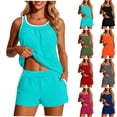 thumbnail image 1 of Hesxuno Blouson Women's Tankini Swimsuits Modest Bathing Suits Two Piece with Sporty Pockets Red L, 1 of 9